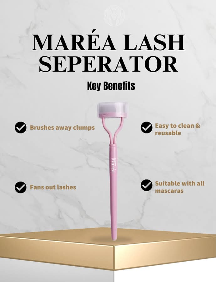 Maréa Lash Separator — Key Benefits: Brushes away clumps, Easy to clean, Fans out lashes, Suitable with all mascaras